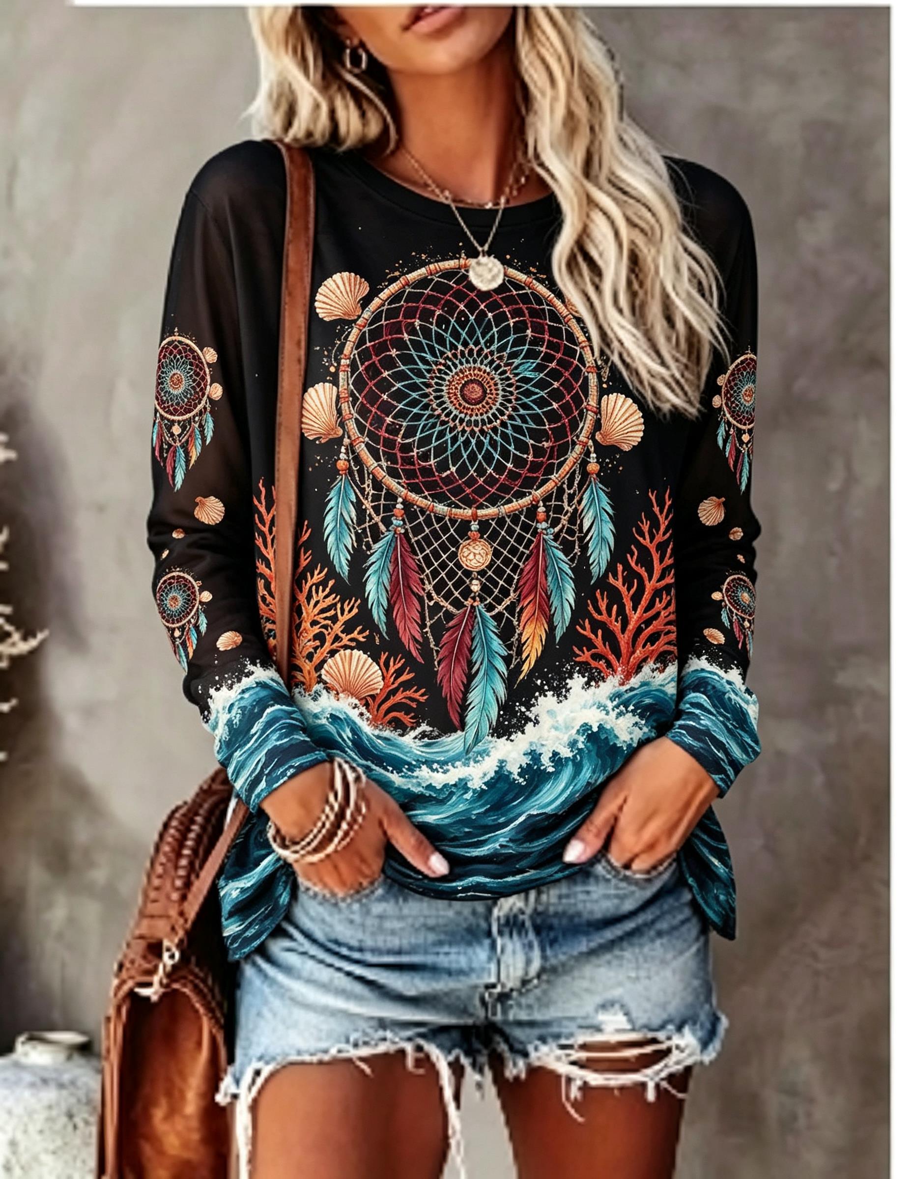 T-Shirts - Dames T-shirt met ronde hals en