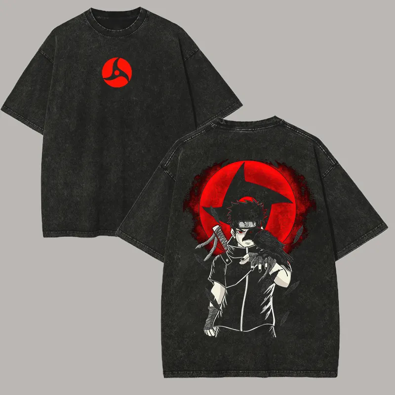 Acid Wash Vintage Graphic T Shirt - Naruto Shisui Uchiha T-shirt, Mangekyo Sharingan,