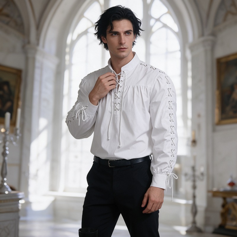 Heren middeleeuws piraten over - Medieval Gothic Lace Up Pirate Shirt recensie en prijs