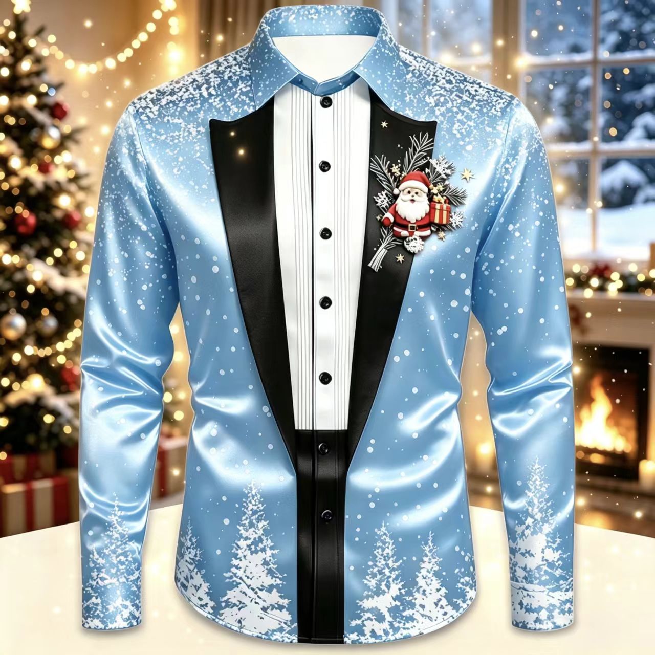 Men Christmas Satin Long Sleev - Mens Satin Silk Dress Shirt recensie en prijs