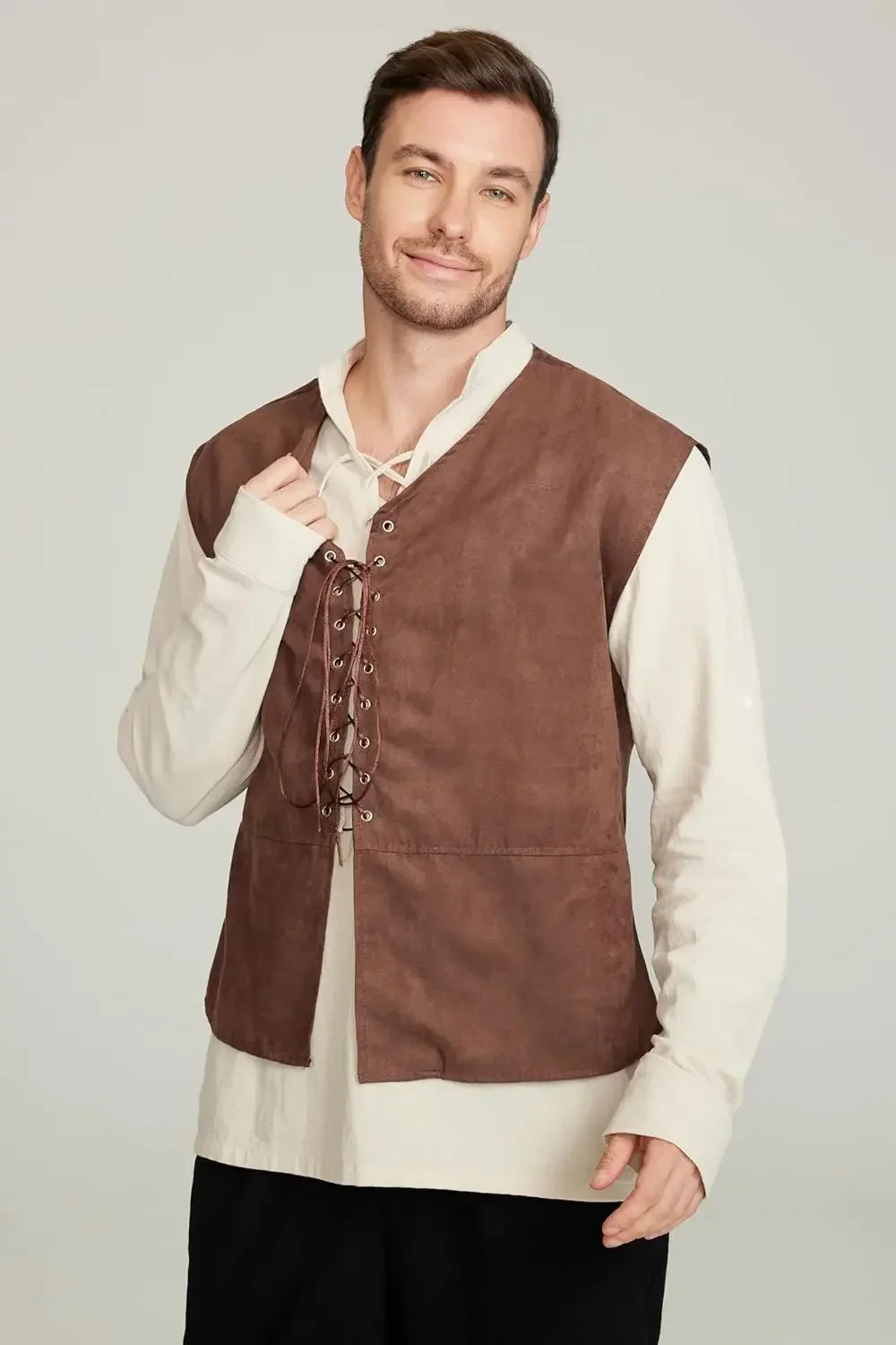 2-delige set: Middeleeuws pira - Medieval Gothic Lace Up Pirate Shirt recensie en prijs