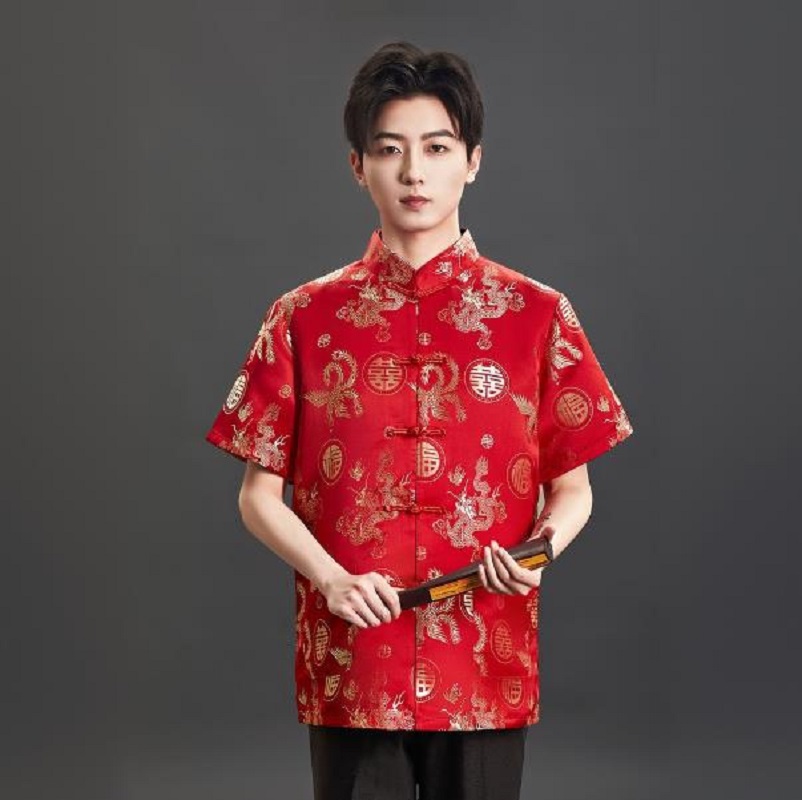 Nieuwe Chinese stijl geborduur - Mens Satin Silk Dress Shirt recensie en prijs